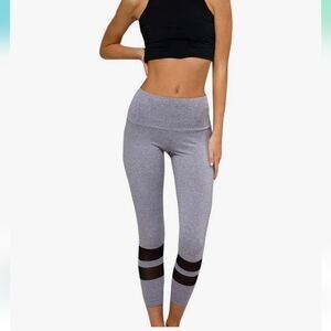 Onzie Women's Stone Gray Midi Racer Mesh‎ Detail 7/8 Leggings Medium/Large